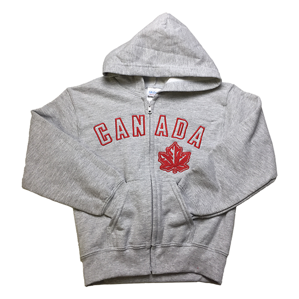 Canada Youth Pullover Hoodie (back with large half maple leaf)