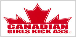 Canadian Girls Kick Ass Bumper Sticker (National Anthem on peel-off backing)