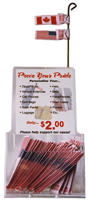 Canadian 'Pride Ribbons' Stand (with 50 Canadian or American ribbons)