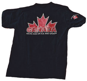 Canada Kicks Ass On Ice And Grass T-shirt (back)