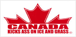 Canada Kicks Ass Bumper Sticker (National Anthem on peel-off backing)