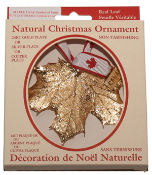 Gold Plated Maple Leaf Ornament