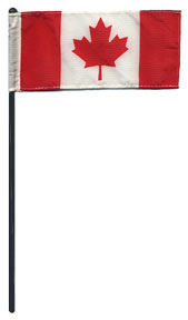 Small Canadian cloth flag on pole (made in Canada)