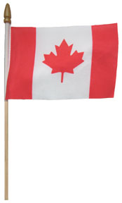 Small Canadian cloth flag on pole (import)