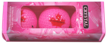 O'Canada Maple Leaf Golfballs (box of 3 pink balls)