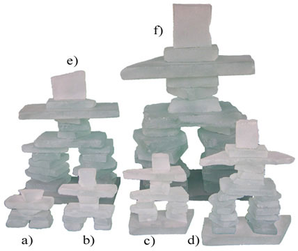 Inukshuks made from frosted glass in your choice of 6 sizes