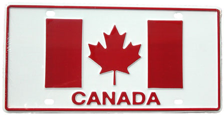 Canada License Plate (metal with Canadian flag)