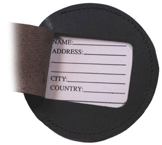 O'Canada Luggage Tag (leather with leather flap covering your contact info)