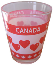 Canada hearts & maple leaves shotglass