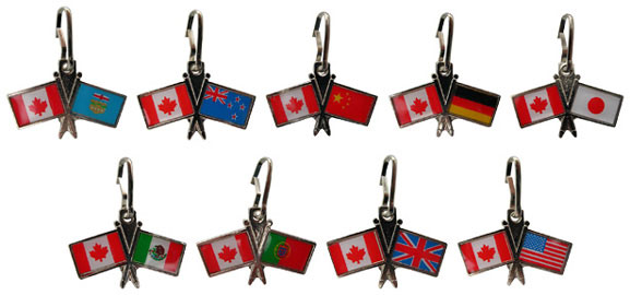 Canada Unity Zipper Pull (Canada + another country's flag)