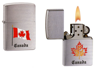 Zippo Canada Lighter with Canadian flag or maple leaf